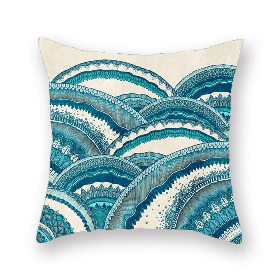 45cm*45cm Home Textile Decoration Products Ink Painting Printing Pillowcase Imitation Linen Waist Pillowcase Cushion Pillowcase