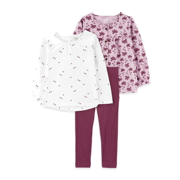 Carter's Child of Mine Baby and Toddler Girl Outfit Set, 3Piece, Sizes 12M5T