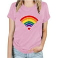 thumbnail image 2 of Inverlee Womens T Shirts Crewneck Dressy Casual Short Sleeve Tops Cute Rainbow Print Shirts Soft Holiday Tunic Blouse Tee, 2 of 5