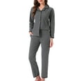 thumbnail image 1 of Conjunto de pijama para mujer INSPIRE CHIC de felpa de franela, con botones, de manga larga, con cuello de muesca, pantalones con bolsillos, ropa de estar en casa, ropa de dormir, color negro, 1 of 6