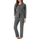 thumbnail image 1 of Conjunto de pijama de mujer INSPIRE CHIC de felpa de franela, con botones, de manga larga, con cuello de muesca, pantalones con bolsillos, ropa de casa y pijama, color negro, 1 of 6