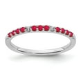 thumbnail image 1 of 14K White Gold Ring Band Gemstone Ruby Round Red Diamond, Size 7, 1 of 3