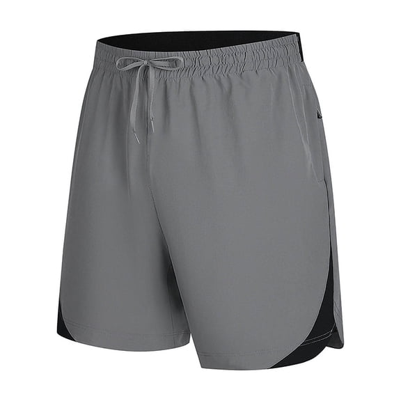 TEAJOPSUU Men's Beach Shorts Plus Size Breathable Quick Dry Loose Elastic Waist Drawstring Solid Color Sport Shorts Gray