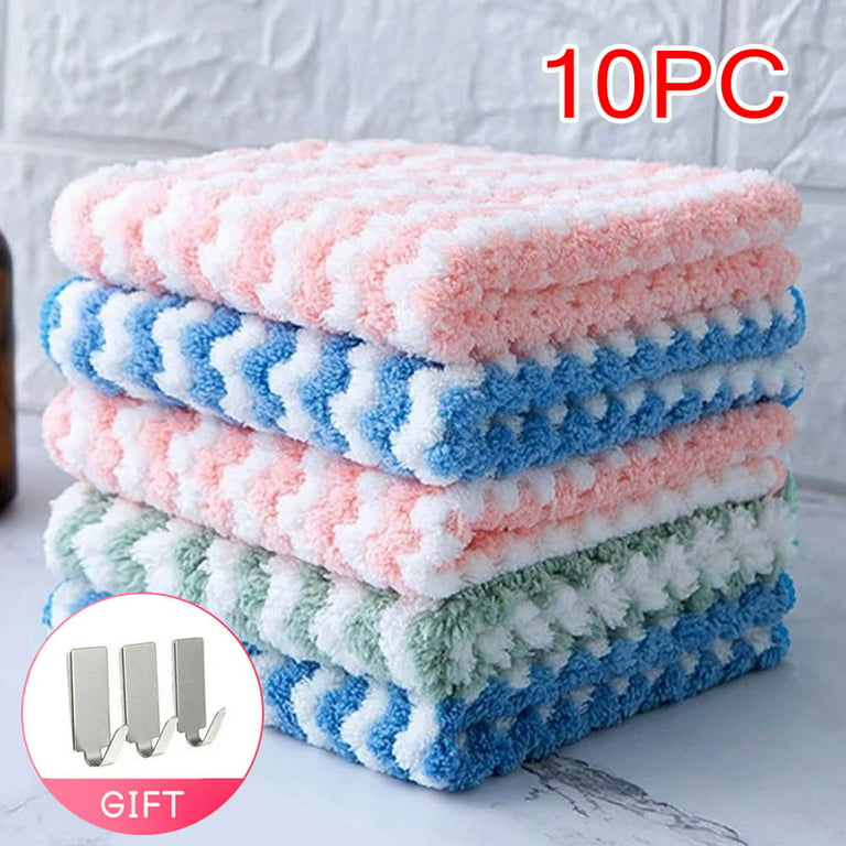 10Pack Cleaning Cloths, Washcloths Super Absorbent Kitchen Towels, Dish  Cloths for Kitchen, Wash Cloth for Home, Car, Window, Odor Stain Grease  Free Random Color