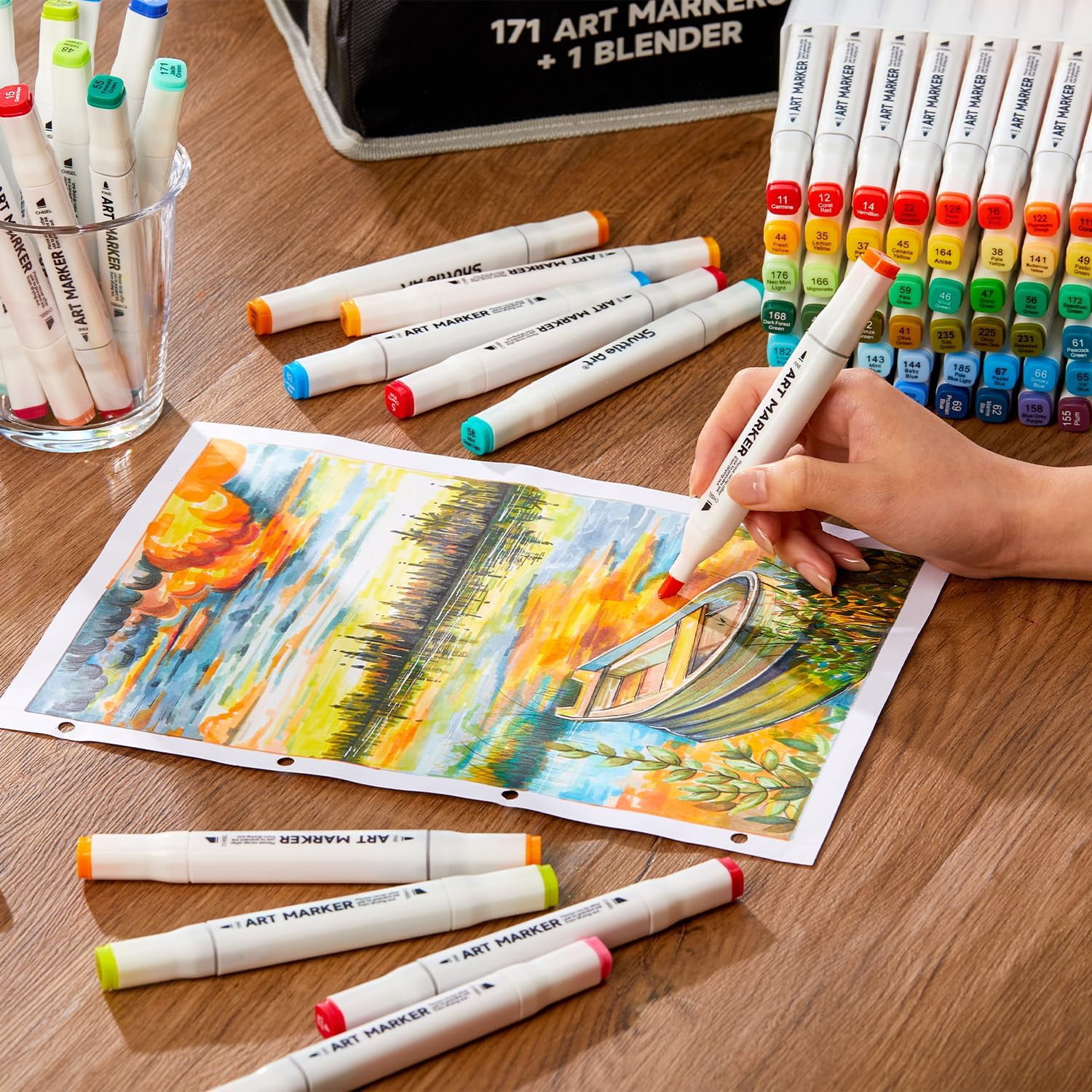 Shuttle Art 172 Colour Drawing Set, Dual Tip Alcohol Based Art