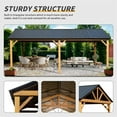 thumbnail image 2 of 12'x20' Hardtop Gazebo, Outdoor Wooden Coated Aluminum Frame Hard Top Gazebo with Galvanized Steel Double Roof, Permanent Metal Roof Gazebo Pavilion for Deck, Patio and Garden (Yellow-Brown), 2 of 7