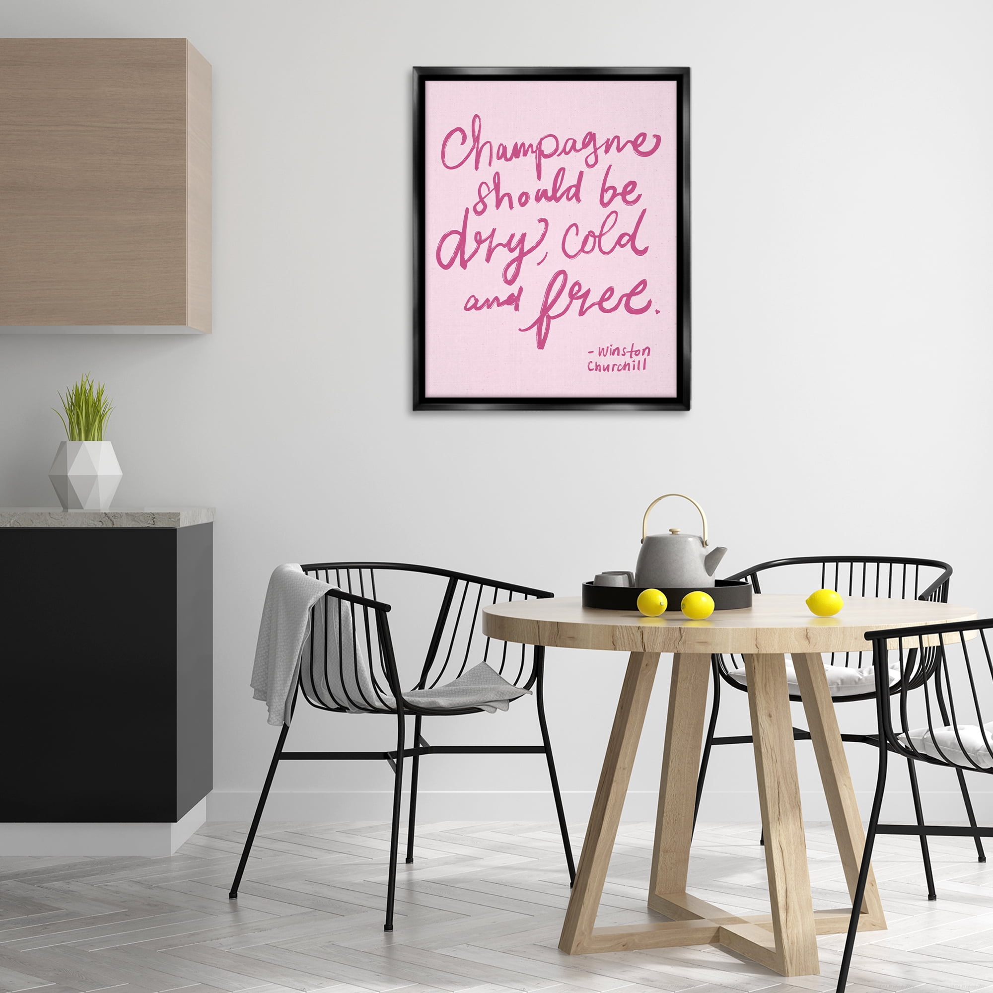 Stupell Industries Dry Cold Free Champagne Food & Beverage Painting Black Floater Framed Canvas Art Print Wall Art, 25 x 31