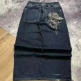 thumbnail image 1 of Womens Polyester Printed Oversized Baggy Wide Leg High Waist Full Length Jeans, 1 of 10