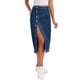 thumbnail image 4 of FALDA DE JEAN MIDI ALTA CINTURA CON BOTONES INSPIRE CHIC PARA MUJERES, FALDAS DE JEAN CASUAL CON RENDIJA, S AZUL OSCURO, 4 of 6