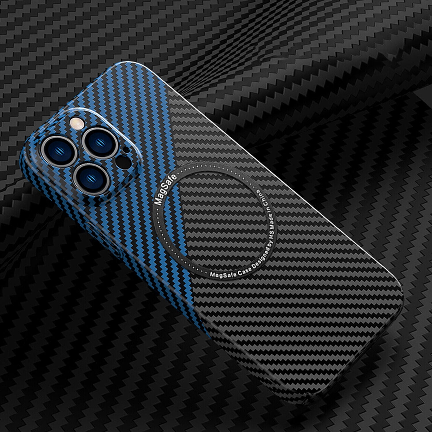 Verschrikkelijk Mand toonhoogte TECH CIRCLE Case for iPhone 12 Pro Max Carbon Fiber Pattern Ultra Slim Thin  Shockproof Protection Compatible with MagSafe For iPhone 12 Pro  Max,Black+Blue - Walmart.com