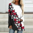 thumbnail image 2 of IROINID Tunique en Solde pour Femmes Chemise Surdimensionnée Décontractée Manches Longues Col Rond Blouse Ample Imprimé Graphique, Blanc, 2 of 5
