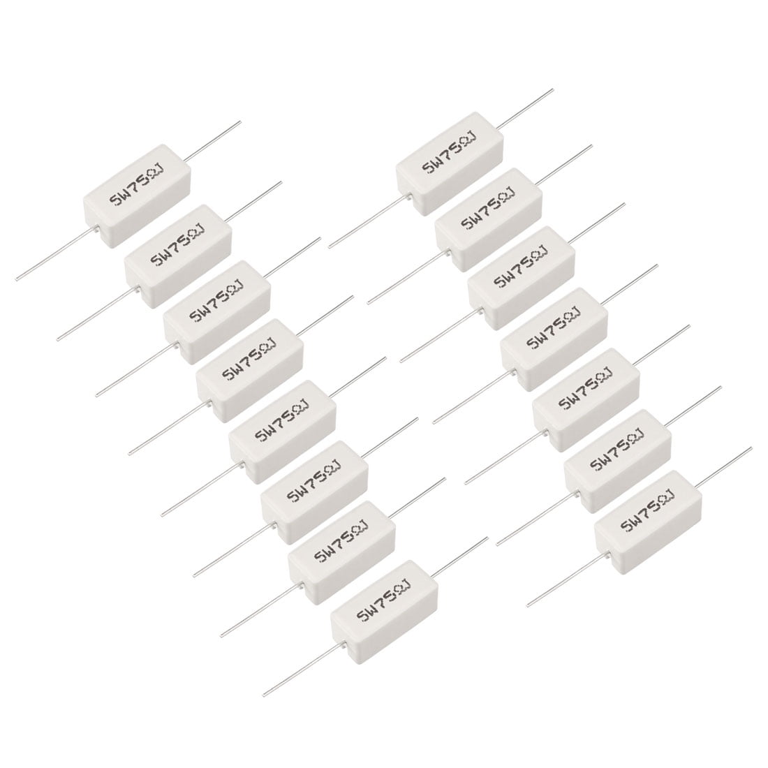 Ceramic Cement Power Resistor 3 Pieces 5W 75 Ohm 5 Watt