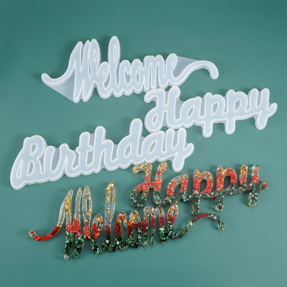 Koszal DIY Epoxy Welcome Happy Birthday Blessings Party Decor Silicone Doorplate Mold