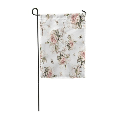 Bumble Bee Pattern (KDAGR Flower Seamless Rose Pattern and Bumble Bee 2 Floral Abstract Garden Flag Decorative Flag House Banner 28x40)