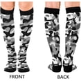 thumbnail image 2 of FREEAMG High Elasticity Compression Socks, High Knee Socks Adult Universal Leisure Relieve Fatigue,Charcoal Black White Grey Camo Travel Daily with Running (1 Pair), 2 of 7