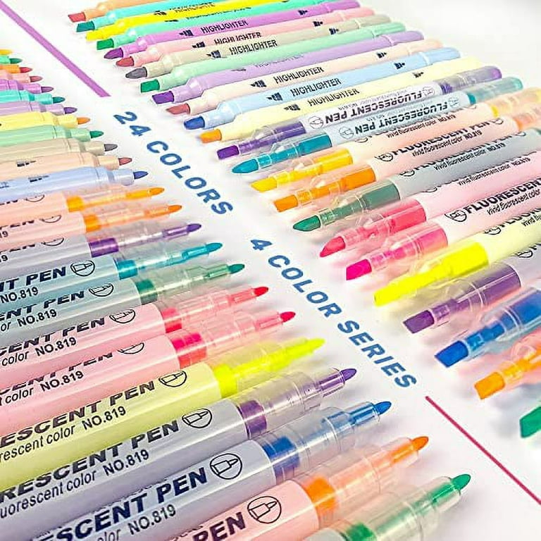 Dual Tip Highlighter Rainbow Pens Set Dual Tip Marker Pen Broad and Fine Tips No Bleed Aesthetic Highlighters Clear View