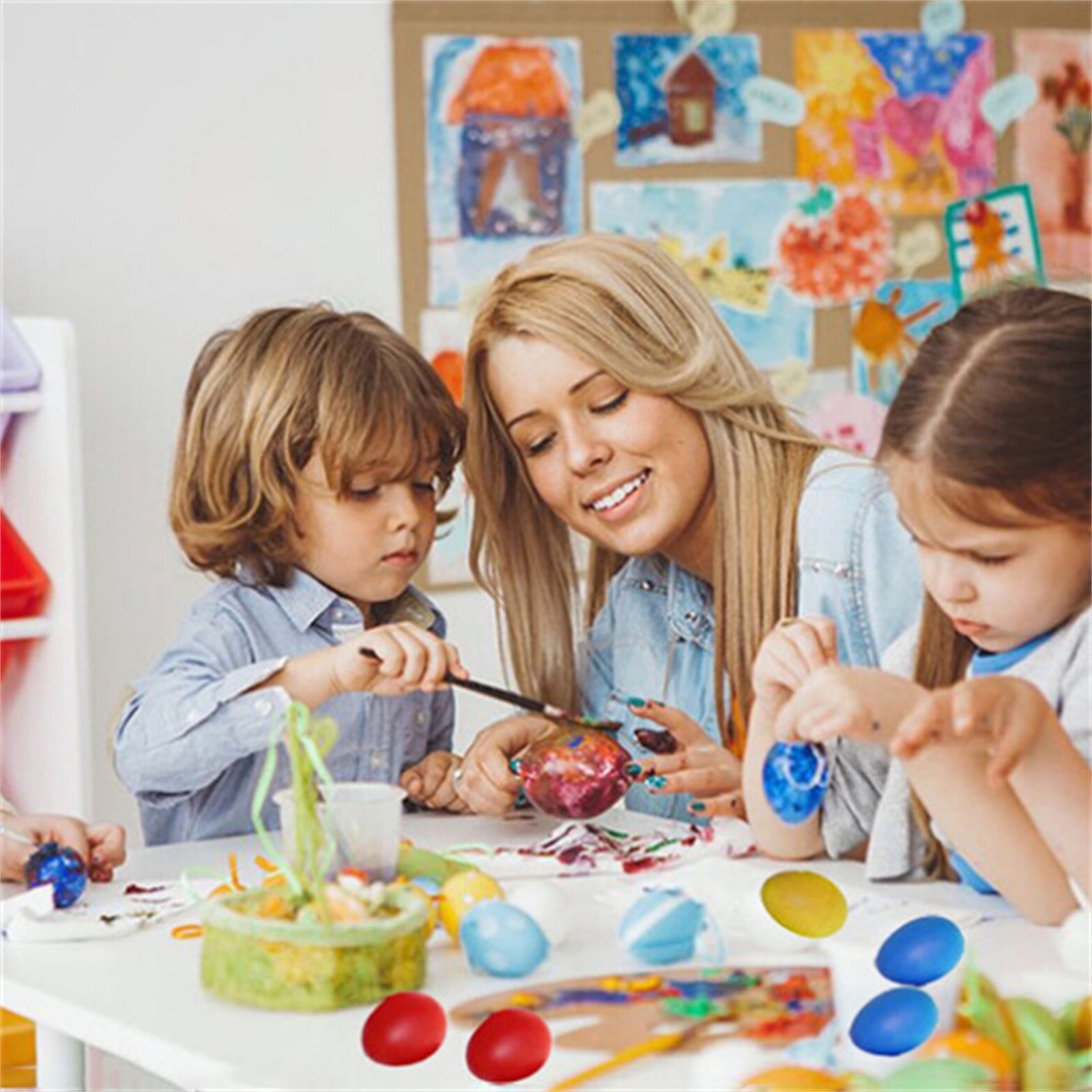 144Pcs Easter Eggs for Kids DIY Painting, Simulation Decorated Eggs 6x4x4cm, Kindergarten Toys & Easter Gifts for Creative Craft Projects
