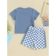thumbnail image 3 of Bagilaanoe 2pcs Toddler Baby Boy Shorts Set Short Sleeve T Shirt Tops + Checkerboard Shorts 6M 12M 18M 24M 3T Kids Casual Summer Clothes, 3 of 8