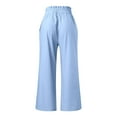 thumbnail image 6 of Lixiuxyad Womens Baggy Pants Women's Casual Loose Fit Straight Leg Pants Elastic Waist Comfortable Daily Wear Pure Color Summer Trousers For Spring And Season Blue, 6 of 6