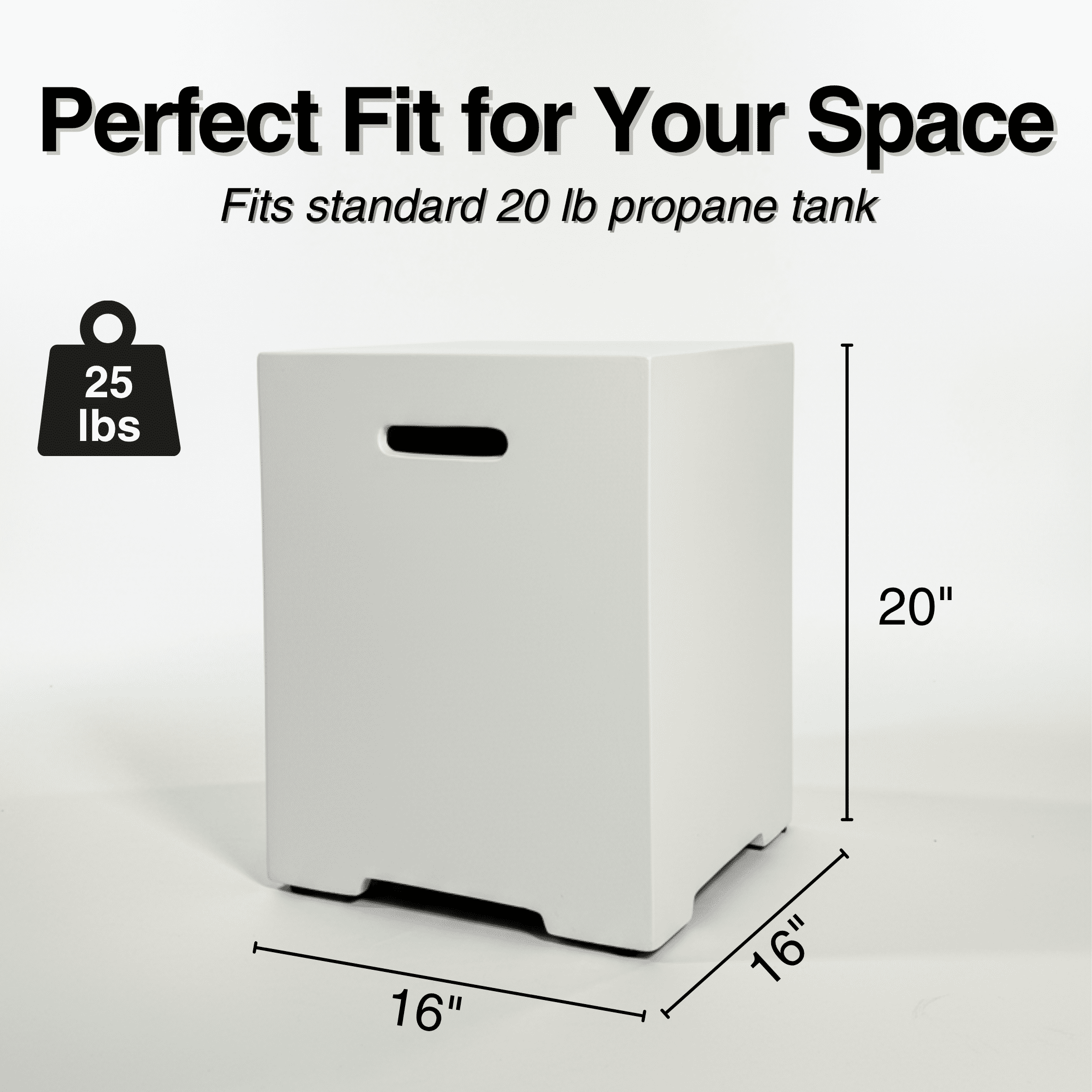 Propane Tank Cover 16 Inch, 20 LB Outdoor Tank Storage Hideaway Table for Gas Fire Pits, Concrete Tank Holder, Side Table, White