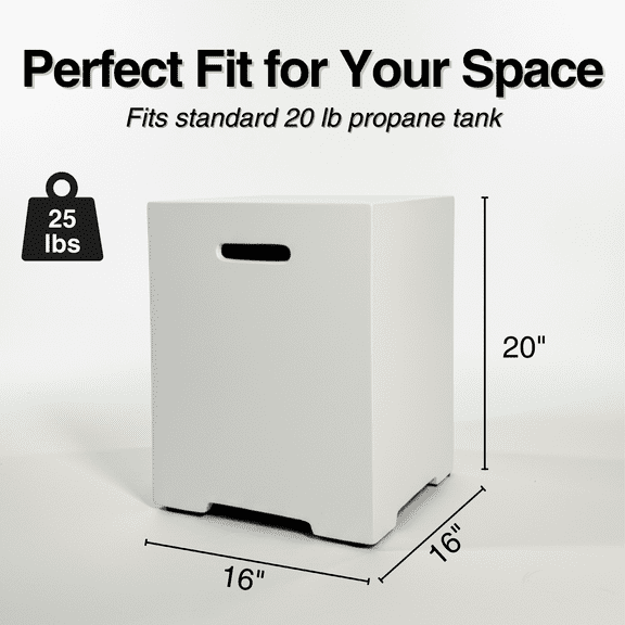 16" Propane Tank Cover Hideaway Table for Fire Pits White 20 LB