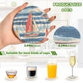 thumbnail image 2 of Yayeee 6 PCS Drink Coasters with Holder Set Woven Absorbent Round Tabletop Hot Pad, Red Sailboats, 2 of 7