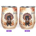 thumbnail image 2 of Happy Thanksgiving Pitbull Turkey Costume Pumpkins Autumn Leaves 12oz Stainless Steel Wine Tumbler Insulated Cup with Lid Terrier Dog Lover - 13014, 2 of 5