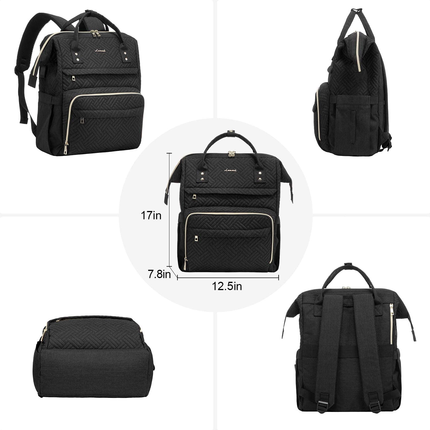 YOUI-GIFTS Nurse Backpack Laptop Backpack for Women with Stethoscope Case & USB Charging Port Anti Theft Travel Backpacks Bookbags Doctor Bag Fits 15.6 Inch Laptop and Notebook, Black