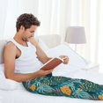 thumbnail image 5 of Salouo Tropical Leaves Print Pajama Pants for Men, Lounge Pants Elastic Waistband Casual Men's sleepwear Loungewear Sleep Pajama Pant -Medium, 5 of 7