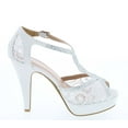 thumbnail image 6 of Top Moda Womens HY5 Formal Evening Party Lace Ankle T-Strap Peep Toe Stiletto High Heel Pumps, 6 of 7