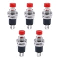 thumbnail image 4 of Riwesomey 5 piezas de botones pulsadores momentáneos de parada eléctrica, tapas redondas planas de reinicio automático, componentes de Type2 NO2, 4 of 6