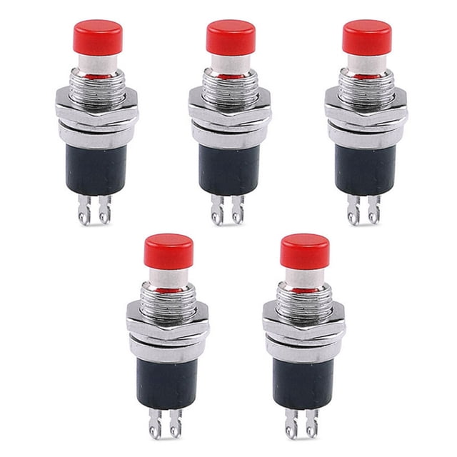Riwesomey Botones eléctricos de 5 piezas, tapas redondas de reinicio automático, componentes de interruptores de alimentación de contacto de Herramientas y ferretería Rojo