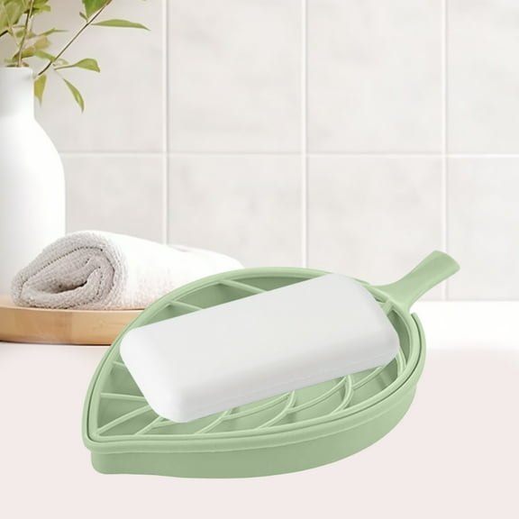 Nkmbld Soap Dish for Shower, Large Size Soap Box Drainable Soap Holders Double Layer Soap Tray for Kitchen, Bathroom, Laundry, Green