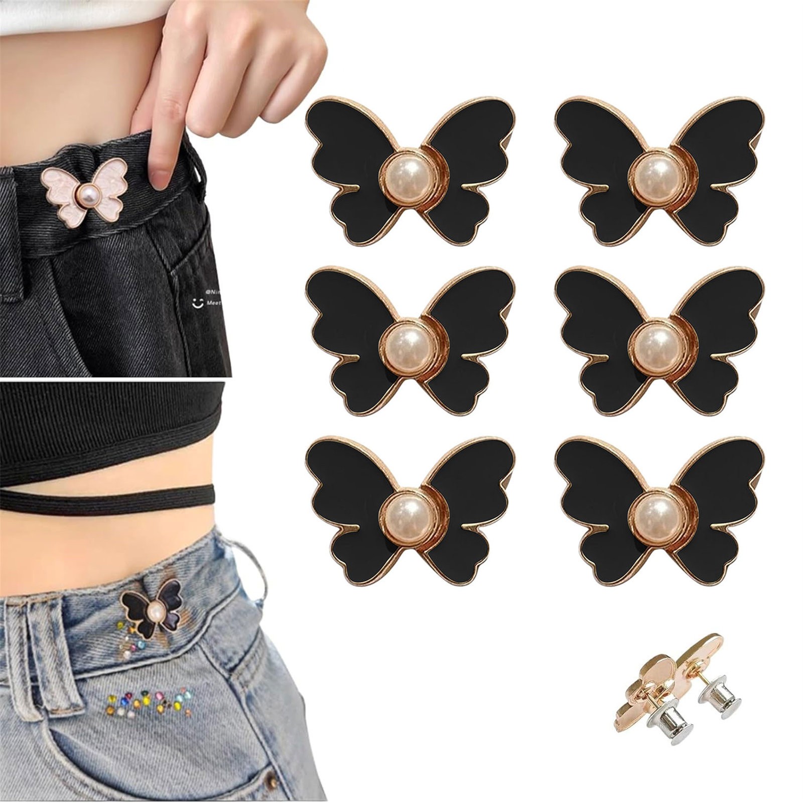 Hxdcxing Cute Butterfly Jean Buttons Pins Removable Studless Butterfly ...