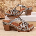 thumbnail image 6 of Women's Snakeskin Print Block Heel Sandals Peep Toe Chunky Heel Platform Mules for Women Casual Summer Beach Sandals Wide Width, 6 of 10