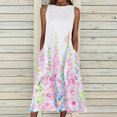 thumbnail image 1 of SMihono Robe Maxi Bohème d'Été pour Femmes Grande Taille Mode Décontractée Sans Manches avec Poches Longue Robe Imprimée Rétro Robe de Plage, 1 of 3
