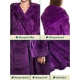 PAVILIA Women Hooded Plush Soft Robe Fluffy Warm Fleece Sherpa Shaggy
