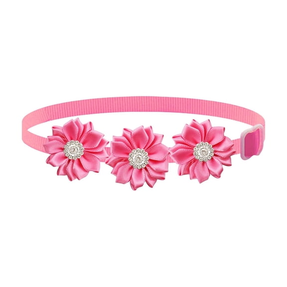 Dog Bowtie Flower Collar, Adjustable Bow Ties for Dogs Flower with Diamond Grooming Accessories for Puppies Kitten Pink