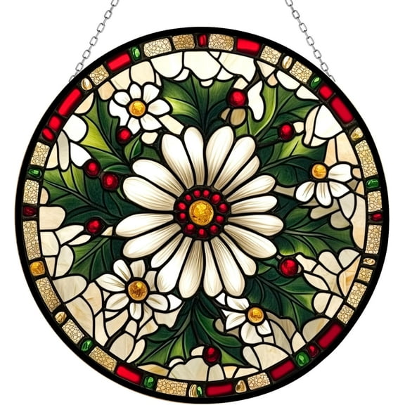 Daisy Stained Glass Suncatcher by Clare Donovan Stained Glass Window Hangings Birthday Gift for Mom Grandma Teacher Women Friend Memorial Hook