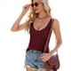 thumbnail image 3 of Camisetas Sin Mangas de Punto para Mujer, con Cuello en V y Ojales, Camisetas Básicas de Verano, Modernas, Informales, Ajustadas Vino Tinto M, 3 of 9