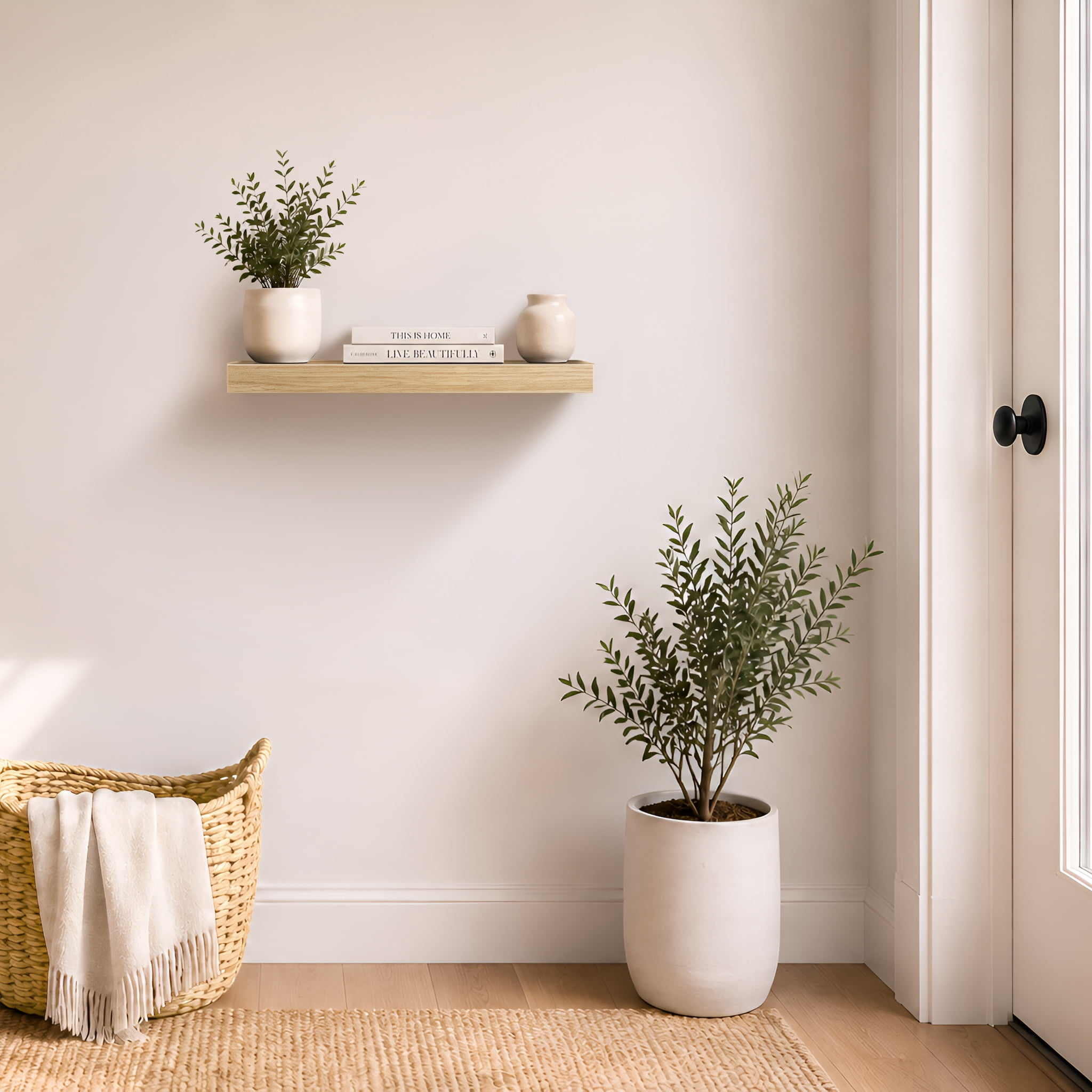 Sorbus 16.25" Floating Wall Shelf, Maplewood, Invisible Brackets, Bathroom, Bedroom & Home Decor