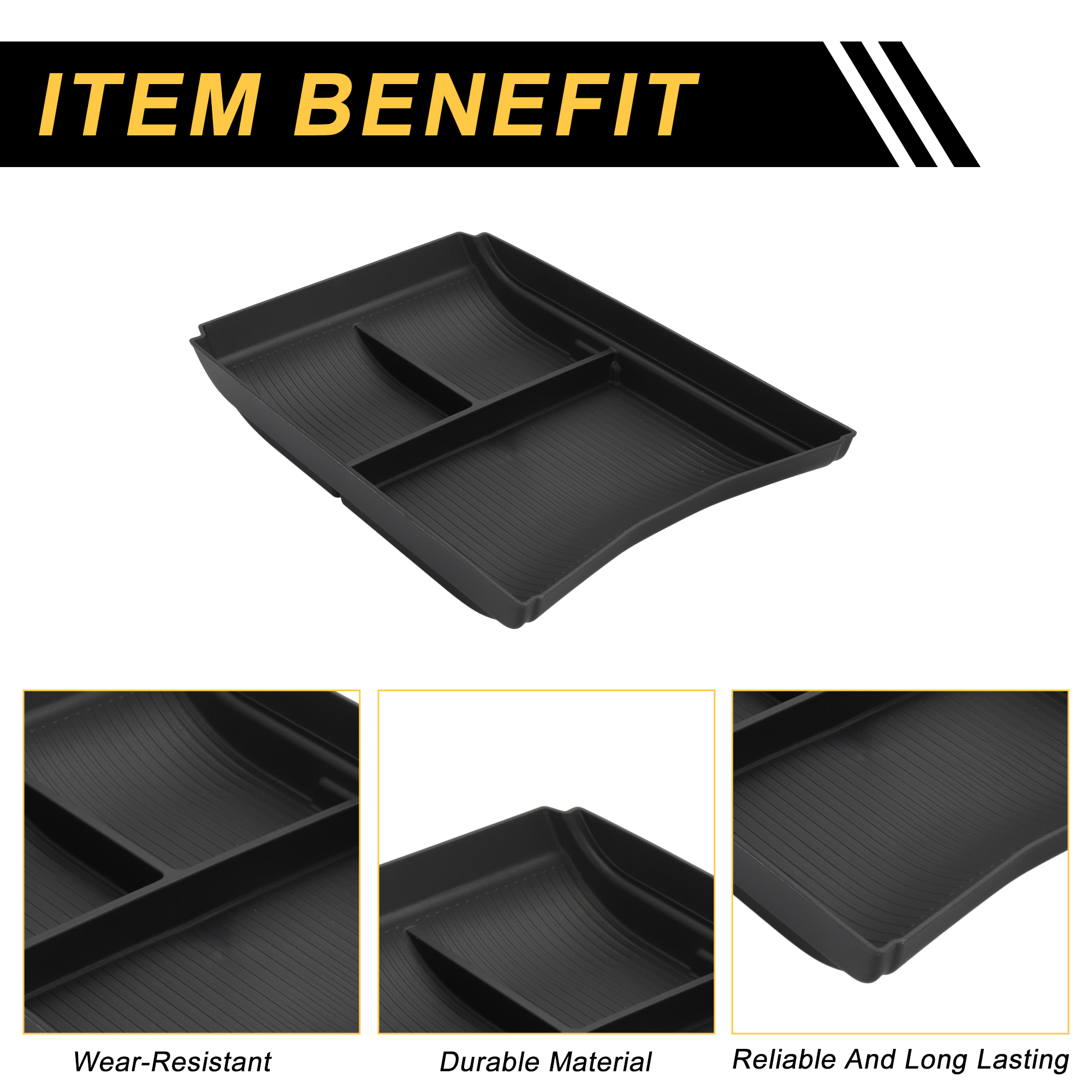 Unique Bargains Center Console Armrest Organizer Tray for VW ID.7 ID7/ID.7 GTX/ID.7 Tourer 2024 2025 Armrest Insert Tray Storage Box TPE Soft Rubber Black