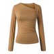 thumbnail image 3 of Top de punto de manga larga con escote asimétrico para mujer - Corte ajustado, diseño acanalado - Ropa informal/de fiesta - Mezcla de poliéster y spandex - Tallas S-XL, 3 of 6