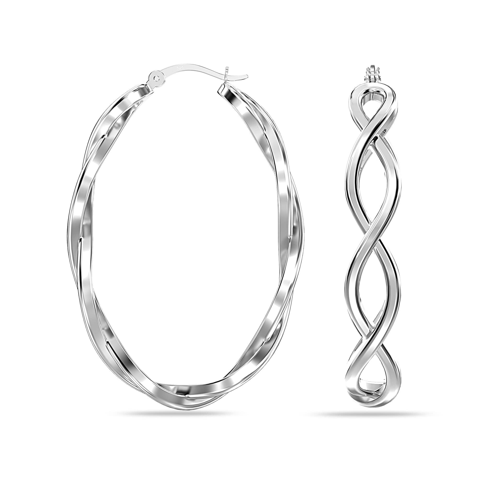LeCalla 925 Sterling Silver Irish Celtic Knot Twisted Hypoallergenic Click Top Hoop Earrings for Women and Teen 30MM