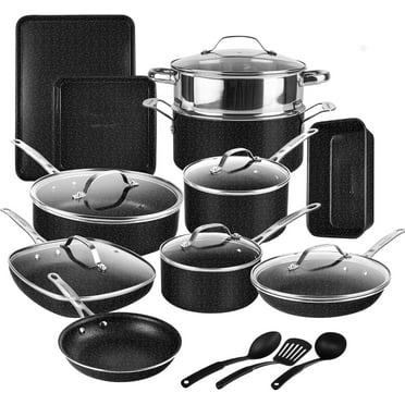 GRANITESTONE 20 Pc Kitchen Pots and Pans Set Non Stick Cookware Set, Kitchen Granite Nonstick Cookware Sets, Diamond Coated Non Toxic Cookware Set, Oven & Dishwasher Safe