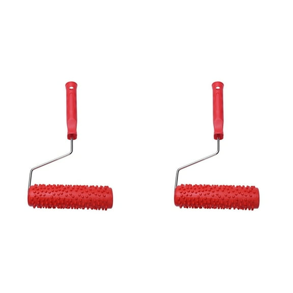 2X 7Inch Embossed Raindrop Painting Roller with Plastic Handle for Wall Decoration