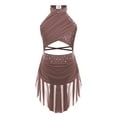 thumbnail image 1 of MSemis Robe de Patinage Artistique Sans Manches pour Filles, Danse Contemporaine, Rose Poussiéreux 12, 1 of 6