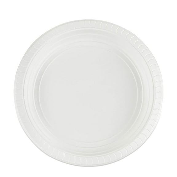 EcoQuality 7" inch Disposable Round White Plastic Serving Plates, China Like Party Plates, Heavy Duty Dinner Serving Plate, Platter, Weddings, Baby Showers, Catering, Non Toxic (10)