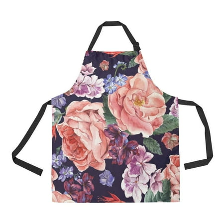 

ASHLEIGH Kitchen Aprons Beautiful Roses Daisy Adjustable Bib Apron with Pockets for Women Men