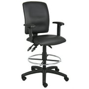 Boss Office Products Multi Function Leather Drafting Stool with Adjustable Arms